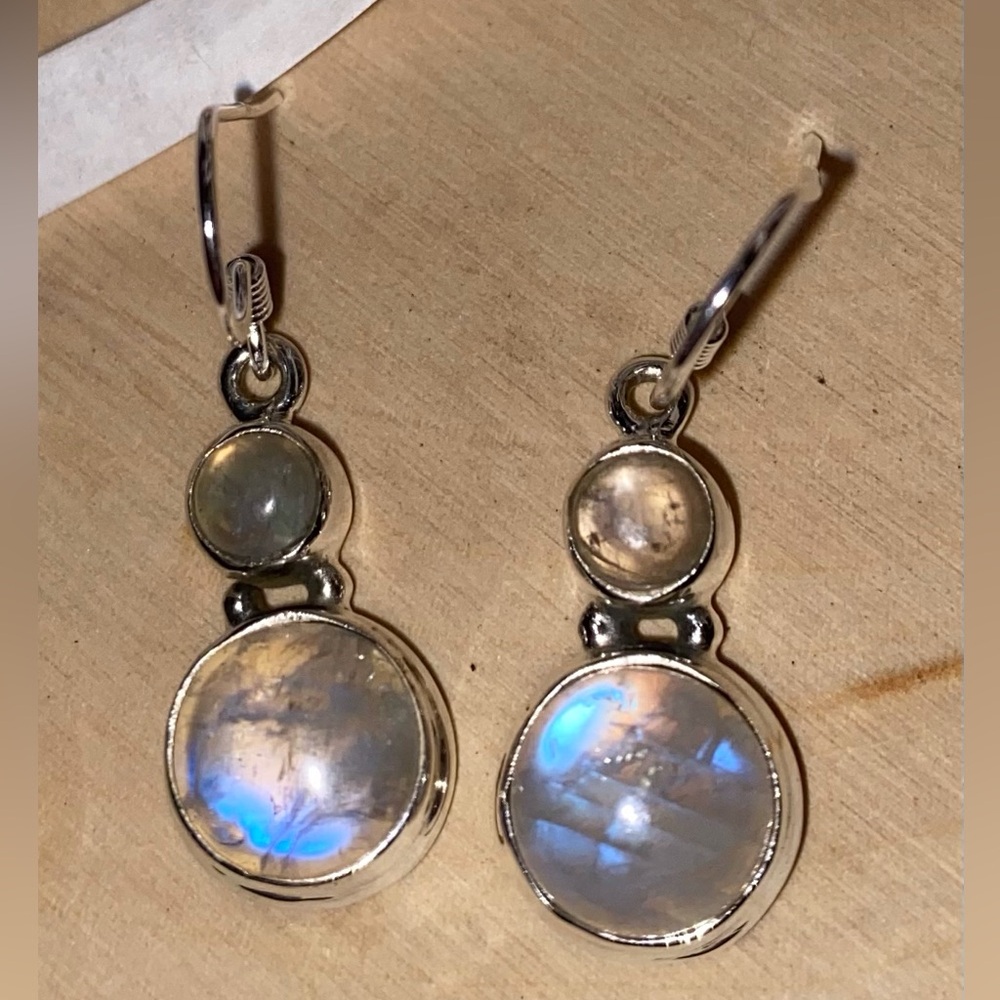925 Sterling Silver Moonstone Dangle Earrings